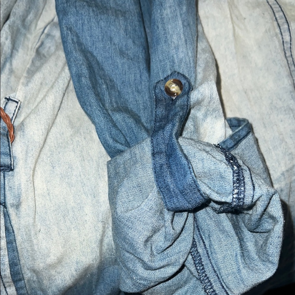 Chocolate-Blue Ombre Denim Dress w/Brown Tassels Belt - Size Large -NWOT - Picture 9 of 11